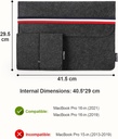 HOMIEE Housse Protectrice en Feutre  avec Pochette Additionnelle en Feutre pour Ordinateur Portable 15.4-15.6 