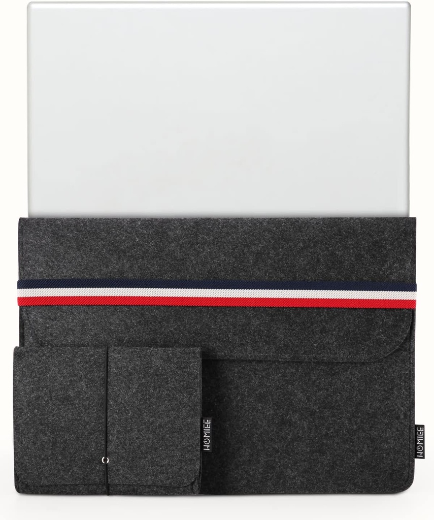 HOMIEE Housse Protectrice en Feutre  avec Pochette Additionnelle en Feutre pour Ordinateur Portable 15.4-15.6 