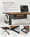 VASAGLE Bureau Électrique, Assis-Debout, Surface 60 x 120 cm