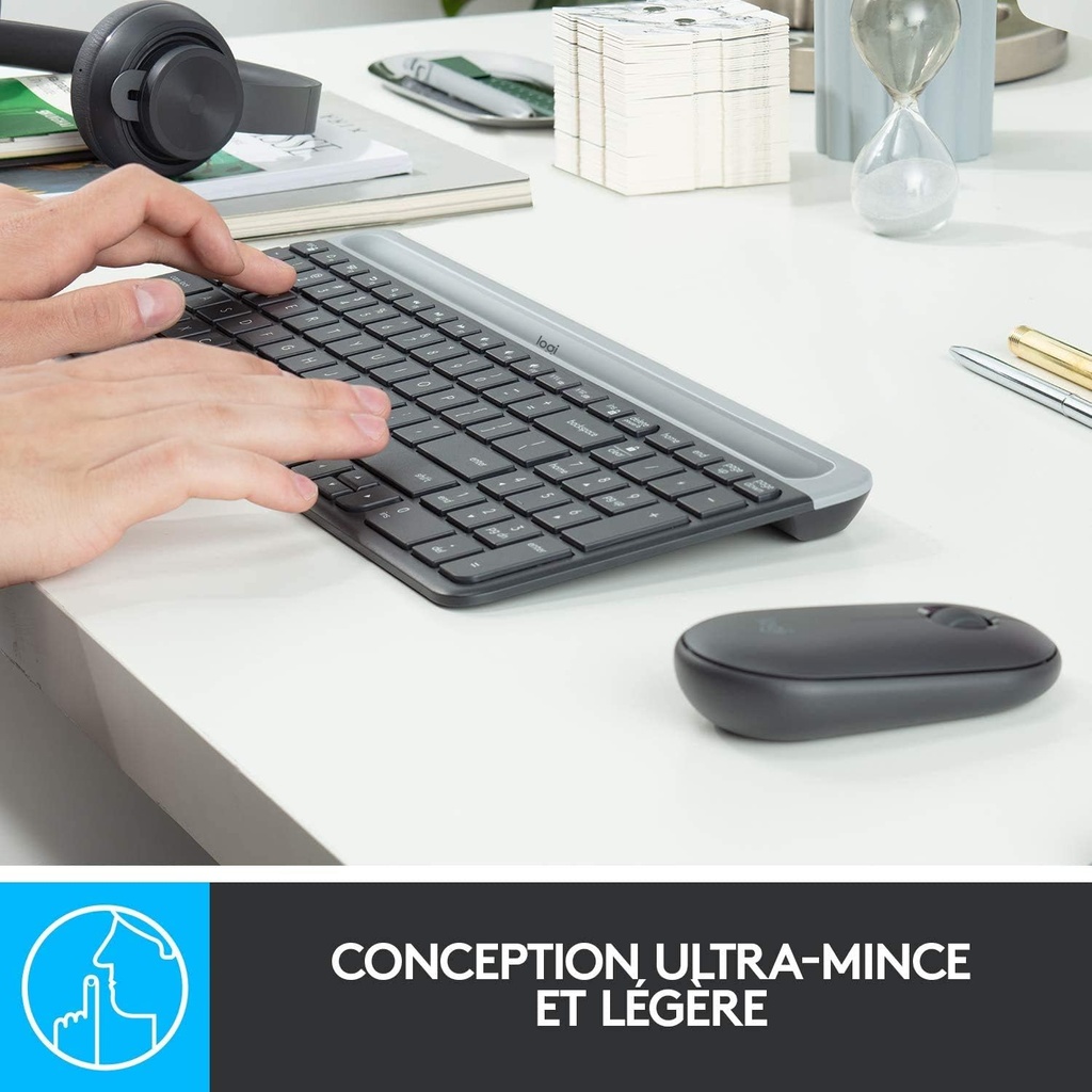 Logitech MK470 Combo Clavier et Souris sans Fil pour Windows
