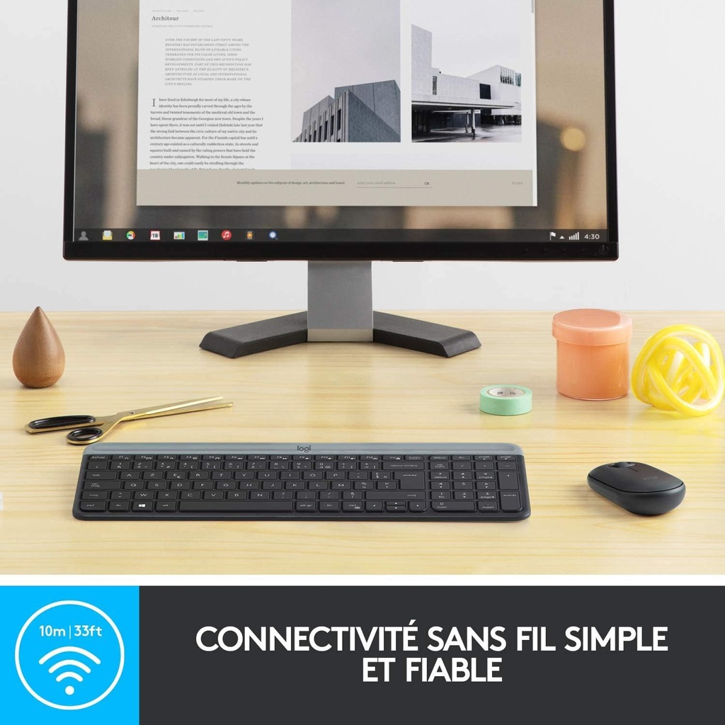 Logitech MK470 Combo Clavier et Souris sans Fil pour Windows