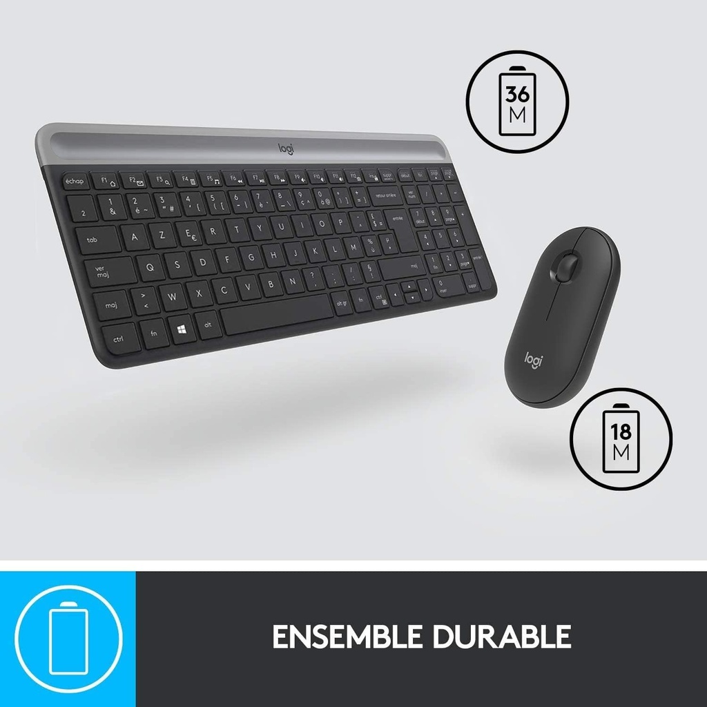 Logitech MK470 Combo Clavier et Souris sans Fil pour Windows