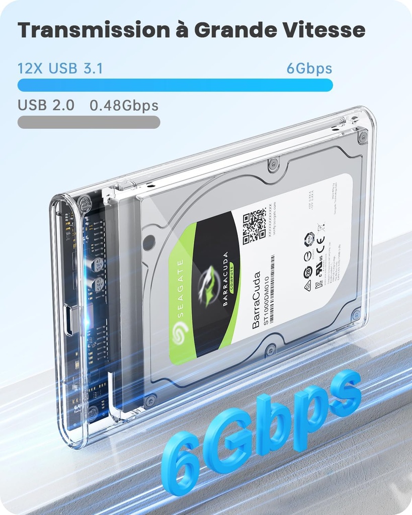 POSUGEAR Boitier Disque dur 2,5", 6Gbps USB C 3.1 Gen 2 TYPE C
