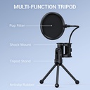 TONOR Microphone USB à Cardioïde Condensateur pour PC Micro avec Trépied et Filtre Anti-Pop