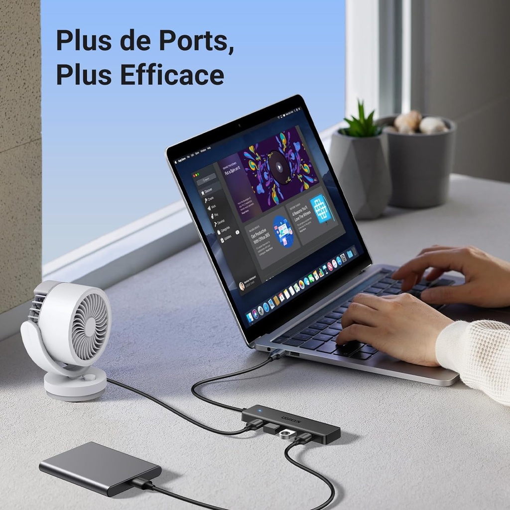 UGREEN Hub USB 3.0 4 Ports Data Hub Ultra Fin Multiport USB 3.0 5Gbps  (15cm)