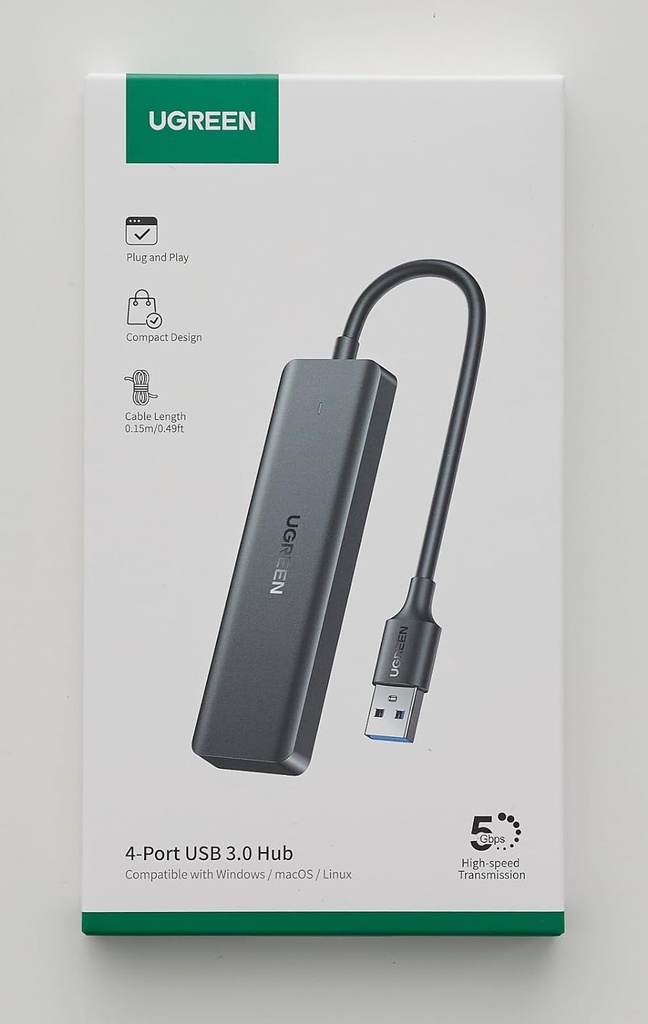 UGREEN Hub USB 3.0 4 Ports Data Hub Ultra Fin Multiport USB 3.0 5Gbps  (15cm)
