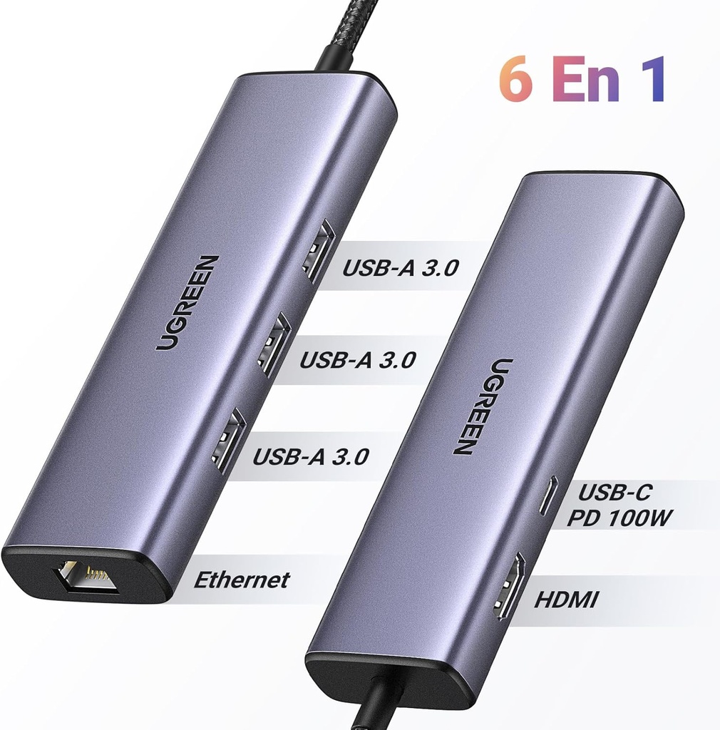 UGREEN Revodok Hub USB C 100W PD Charge Adaptateur 6 en 1 