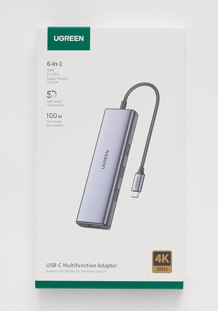 UGREEN Revodok Hub USB C 100W PD Charge Adaptateur 6 en 1 