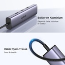 UGREEN Hub USB C Ethernet Gigabit Adaptateur USB C vers RJ45 Réseau avec 3 Ports USB 3.0 5Gbps