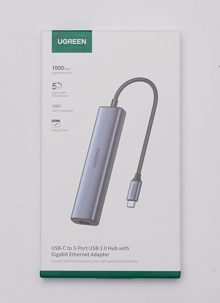 UGREEN Hub USB C Ethernet Gigabit Adaptateur USB C vers RJ45 Réseau avec 3 Ports USB 3.0 5Gbps