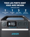 Station électrique portable Anker 535, Générateur Électrique Portable 512Wh avec Batterie LiFePO4, 500W 7 Ports