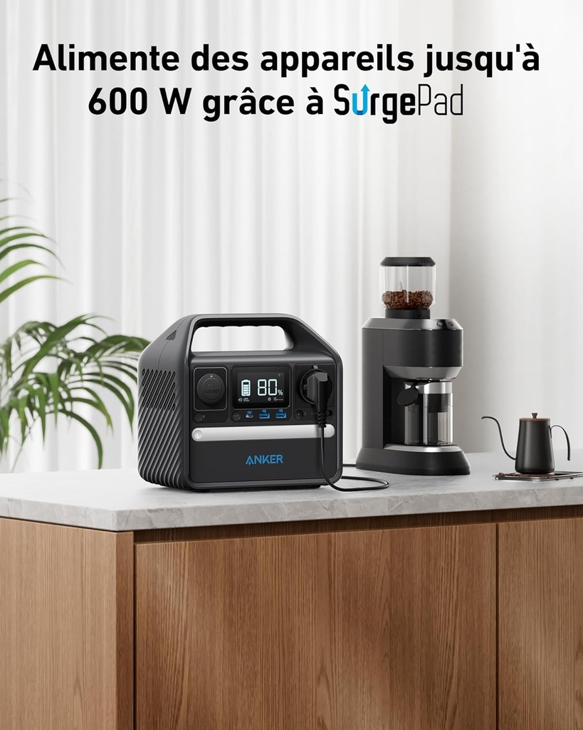 Station électrique portable Anker 521, Générateur Électrique Portable 256Wh, Batterie LiFePo4, 5 Ports, 1 Prise CA, 1 USB C PD 60W