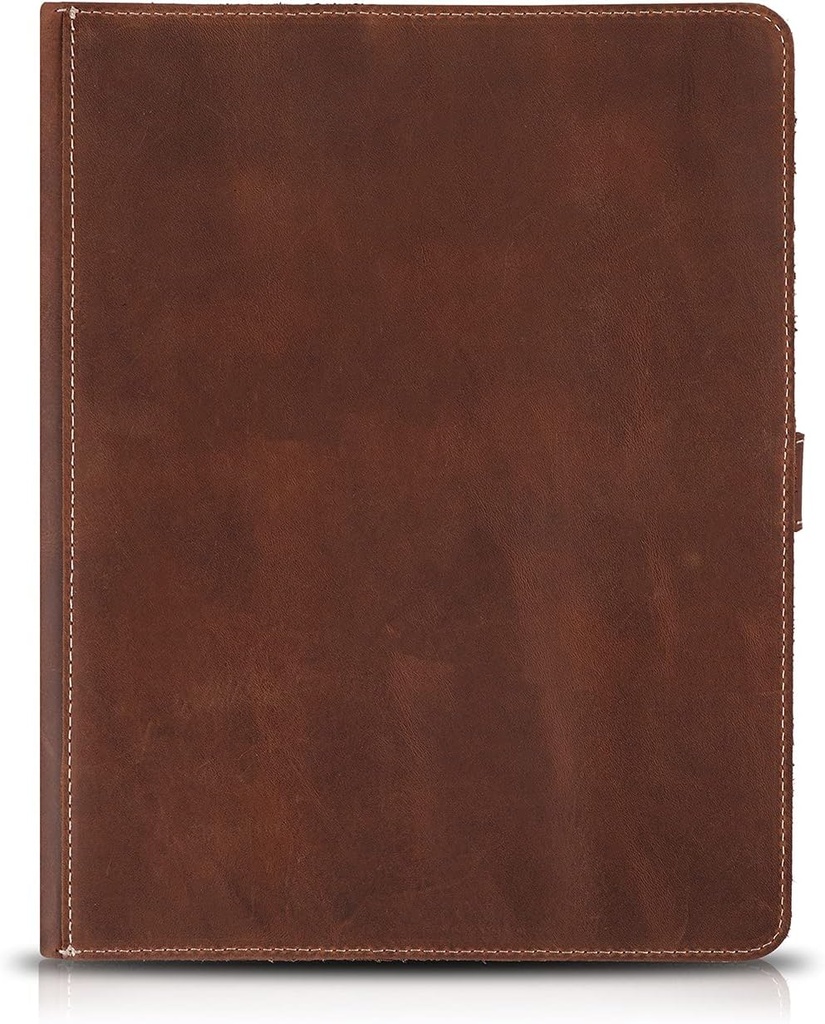 LONDO Étui en Cuir véritable pour Tablette avec Deux emplacements pour Cartes et Porte-Stylo en Cuir Marron