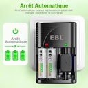 EBL Chargeur Universel de Piles, Chargeur Universel avec 4PCS AA Piles Rechargeables