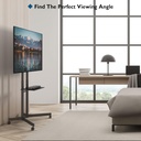 BONTEC Support TV  avec roulettes pour Télévisions de 32 à 85", Pied TV Réglable en Hauteur, Pied Télévision avec Étagère