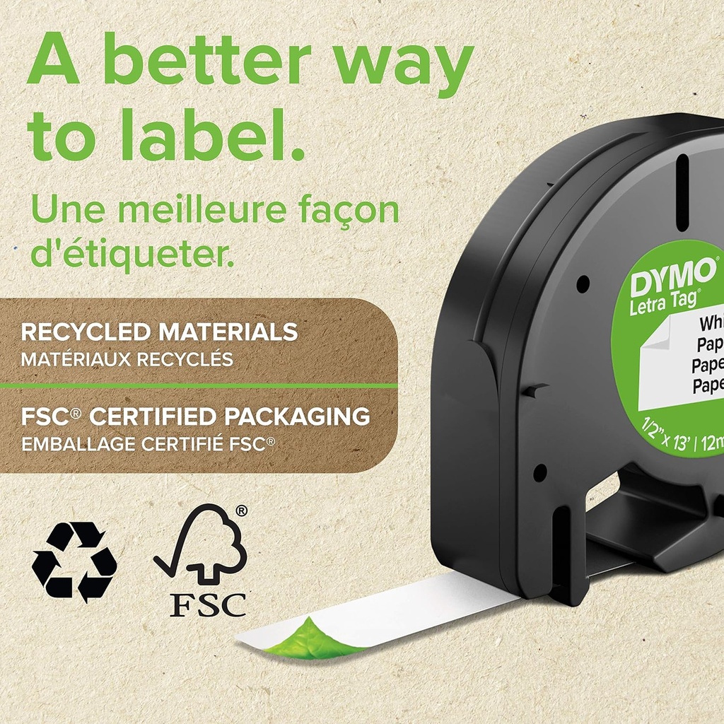 DYMO LetraTag Étiquettes en Plastique Authentique