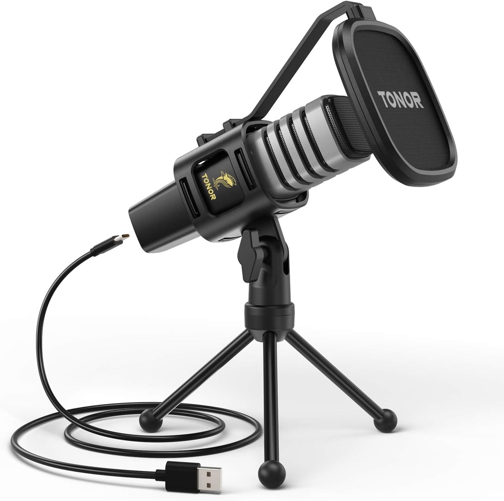TONOR Micro PC, USB Microphone Condensateur Professionnel pour Gaming Streaming 