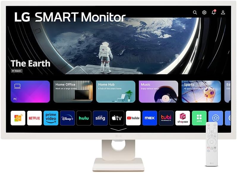 LG MyView Smart Moniteur (32SR50F)  32 pouces FHD-Dalle IPS résolution (1920x1080 pixels)-5ms GtG 60Hz-HDR 10-sRGB 99%-inclinable