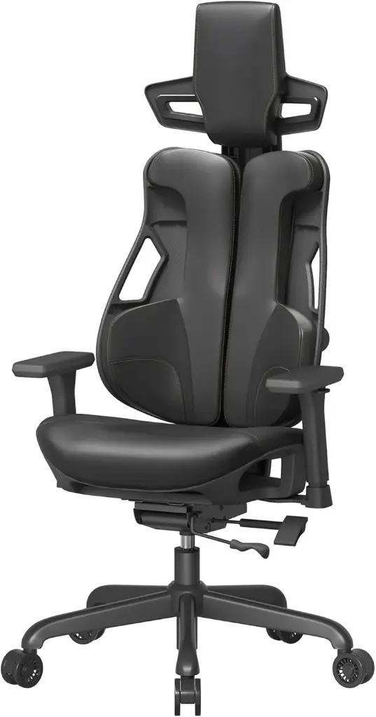 SONGMICS Fauteuil Gaming, Chaise de Bureau, Hauteur Réglable, Imitation Fibre de Carbone, avec Appuie-Tête et Accoudoirs Réglables, Dossier Inclinable Noir Encre