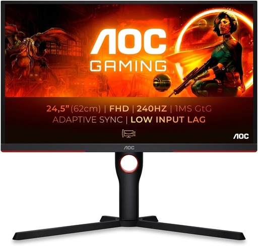 [25G3ZM] AOC  25G3ZM Moniteur Gaming 25" FHD-240 Hz-0,5 ms-3 000:1-16:9-sRGB100% et DCI-P3 92 % FreeSync Premium (1920x1080 pixels- HDMI 2-DisplayPort1.2 ) noir/rouge