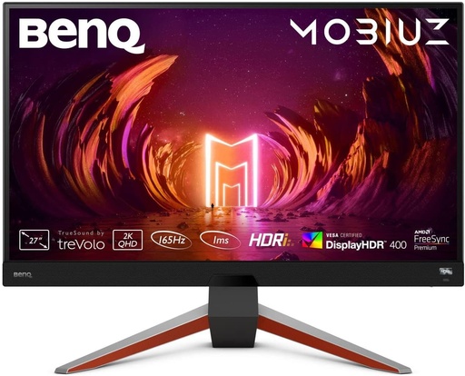 [EX2710Q] BenQ MOBIUZ  Écran Gaming 27 Pouces QHD-IPS-165 Hz-1ms-HDR 400-2560x1440 pixels-16:9-1000:1- sRGB99% et DCI-P3 95%-FreeSync Premium- haut -parleurs