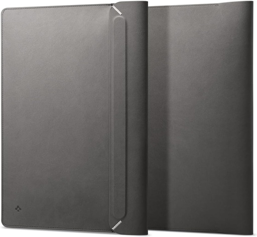 Spigen Valentinus Housse de Protection pour Ordinateur Portable 13" 13.3" 14" Pouces, Étui Cuir (Gris)
