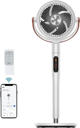 [PolyFan 513S] Dreo ventilateur silencieux 25dB, 30M de vent, 1500m³/h volume d'air, turbo-circulateur, hauteur 110CM, 6 modes, 8 vitesses, oscillation omnidirectionnelle 120°+105°