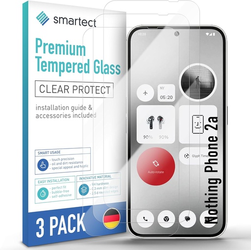smartect Protection d'écran  Verre Trempé 3 Pièces pour Nothing Phone 2a